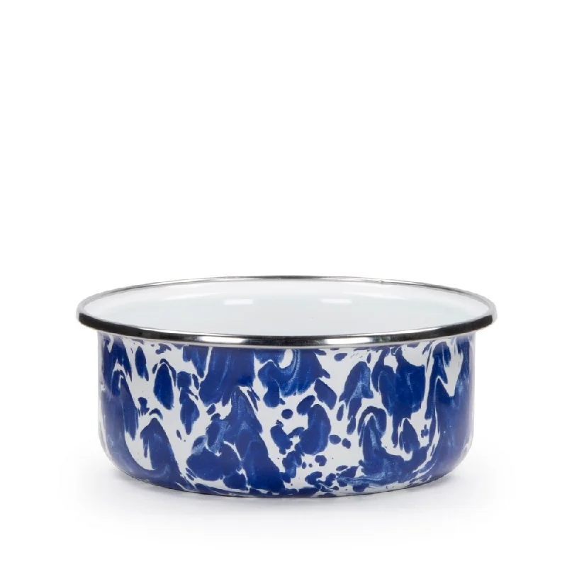 Luxury gold-rimmed platters-Golden Rabbit Cobalt Swirl Enamelware Soup Bowls (Pack of 4)