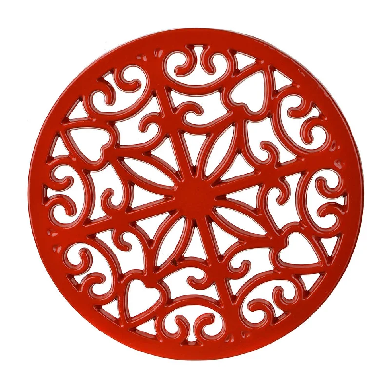 Casual plastic serving trays-Cast Iron Kitchen Trivet Red 20cm