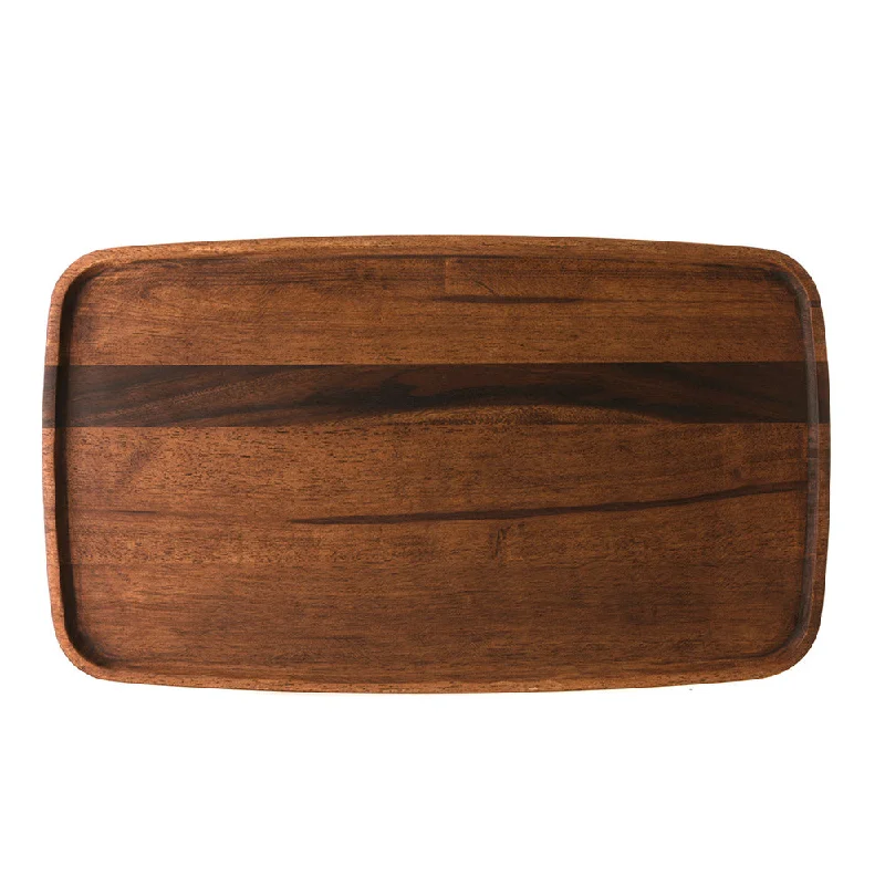 Designer stainless steel knives-Acacia Wood Tray Rectangle 58x34cm Dark Brown