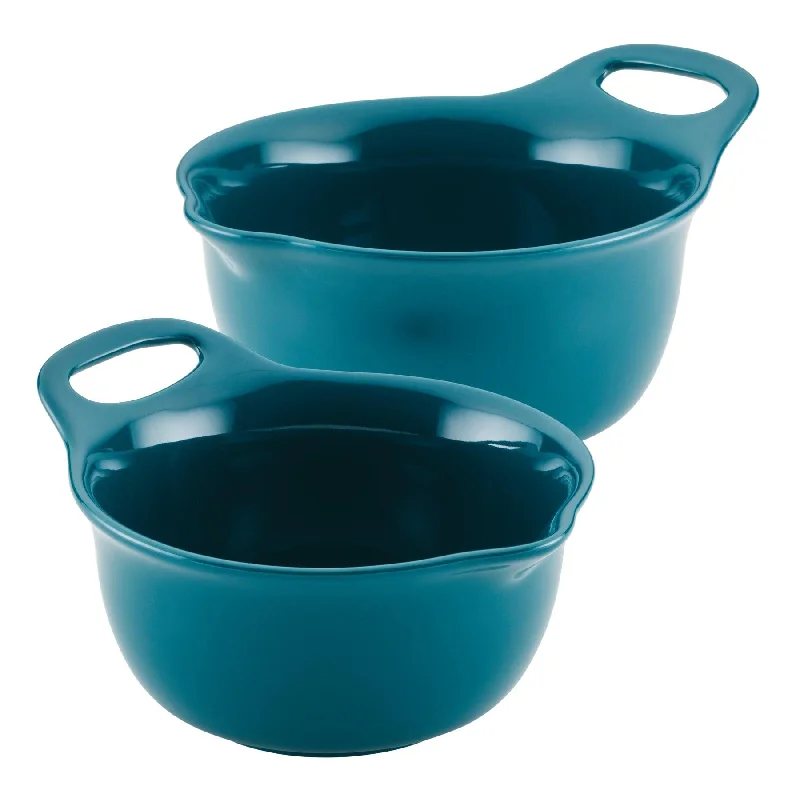 Affordable bamboo serving bowls-2-Piece Ceramic Mixing Bowl Set