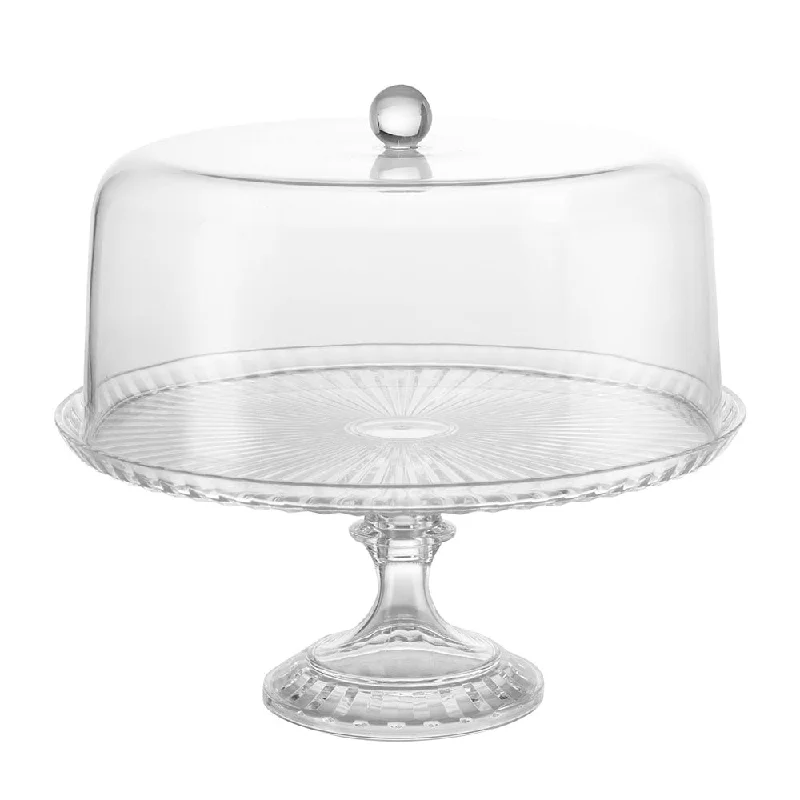 Luxury porcelain dining sets-Cut Acrylic Cake Stand & Dome 28x25.6cm