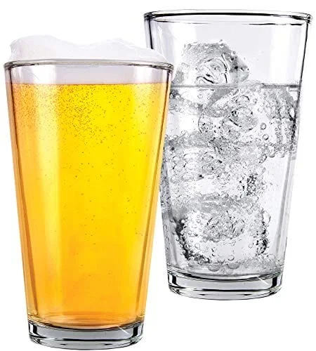 Designer stainless steel tumblers-1 Pint Beer Glasses - 2 Pack – Elegant 16 oz Tall Clear Drinking Glass and All Purpose Tumblers – Pub Style Design For Home Dining, Bars, and Parties – by Kitchen Lux