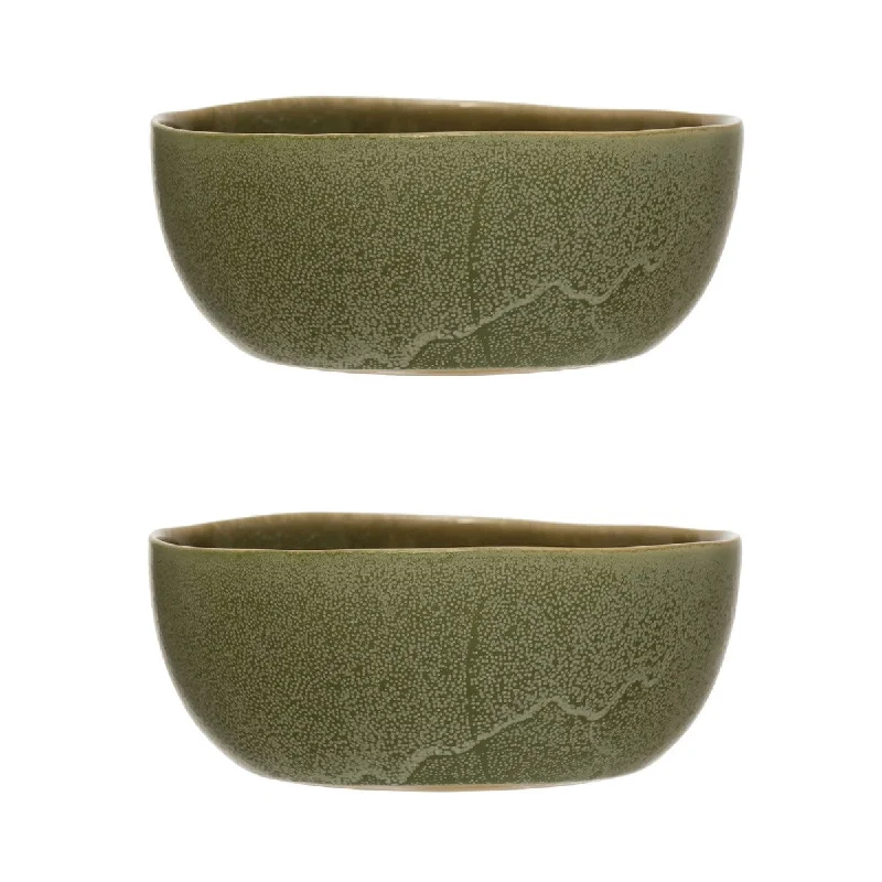 Trendy ombre ceramic plates-Stoneware Bowl, Reactive Glaze, Set of 2