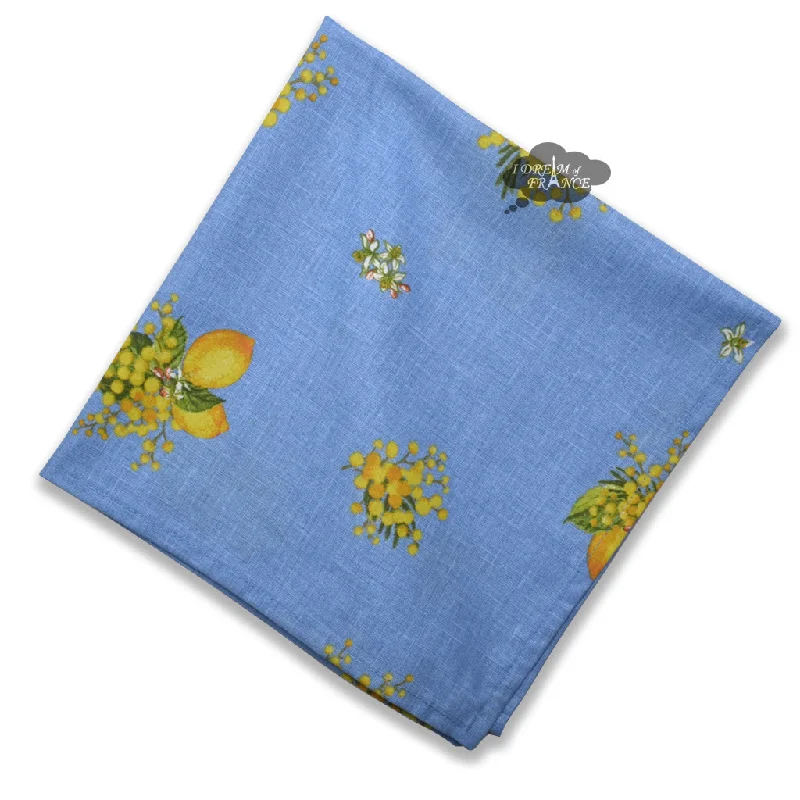 Stylish insulated serving bowls-Lemon & Mimosa Blue Provence All-Over Cotton Napkin by Label France