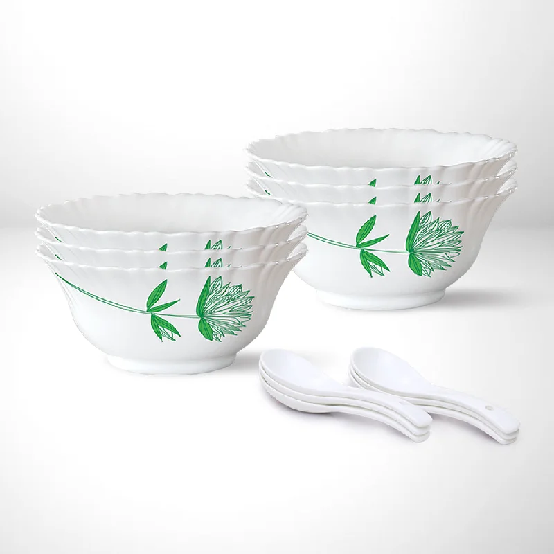 Trendy ombre ceramic plates-Larah by Borosil Green Lily Soup Bowl Set