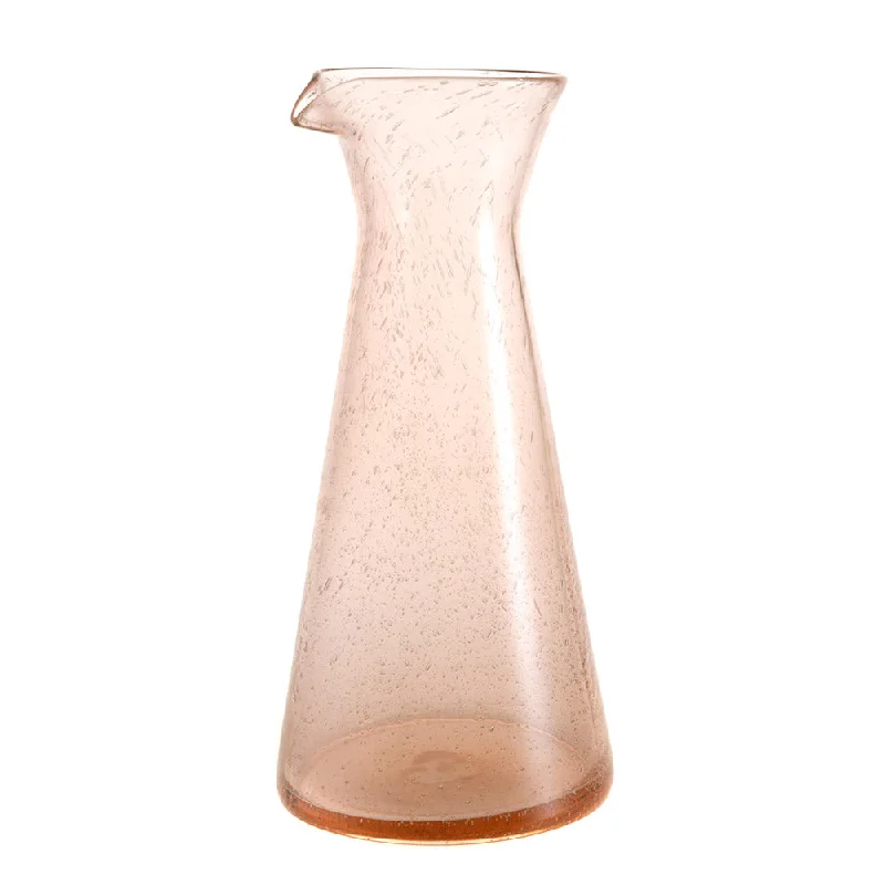 Elegant etched glass pitchers-Glass Carafe Bubble Rose Pink 985ml