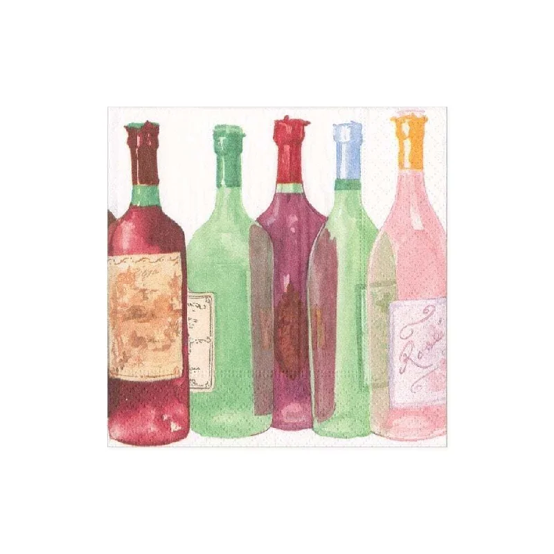 Stylish clear glass platters-Wine Bottles Cocktail Napkins