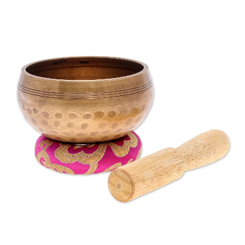 Elegant floral glass trays-Novica Handmade Orange Mantra Brass Alloy Singing Bowl Set (3 Pcs)