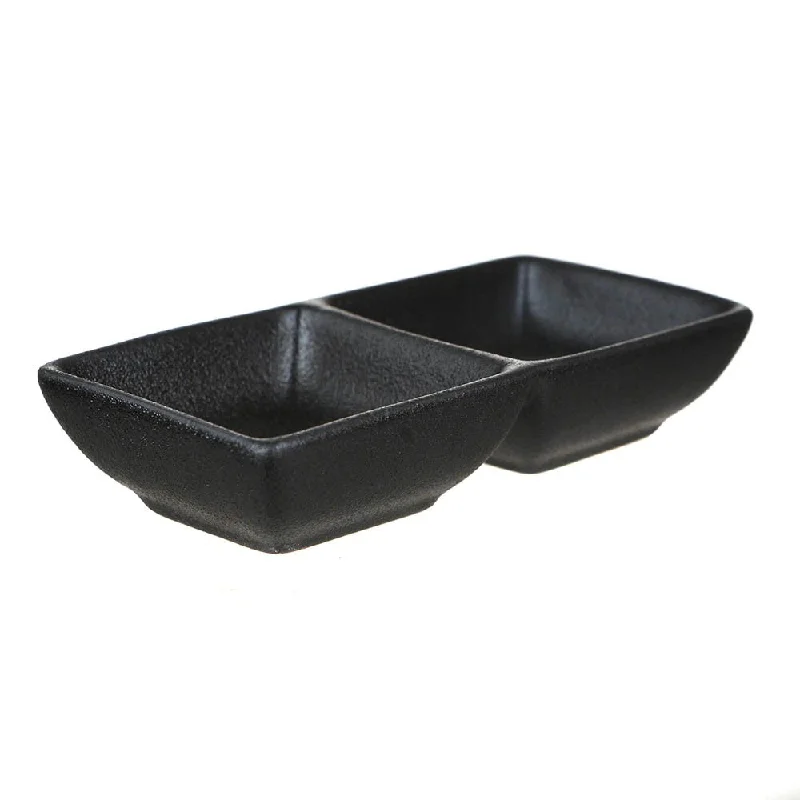 Chic metallic finish trays-Rectangle Dish with 2 Divisions 14cm