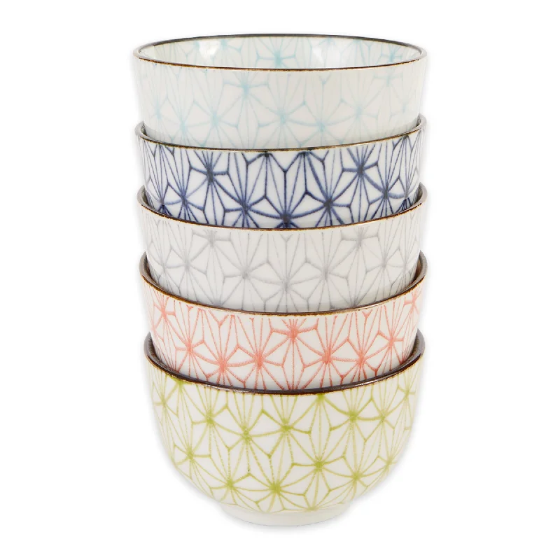 Trendy pastel dinnerware sets-Japanese Bowls - Colored Geometric 3.5"