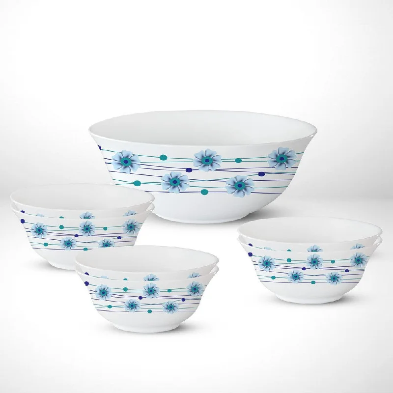 Elegant porcelain serving platters-Larah by Borosil Bluebell Pudding Set