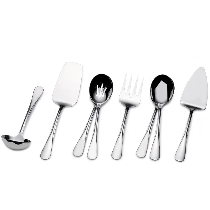 Designer espresso saucers on sale-Gourmet Basics by Mikasa Kaylee Stainless Steel 8-piece Serving Set