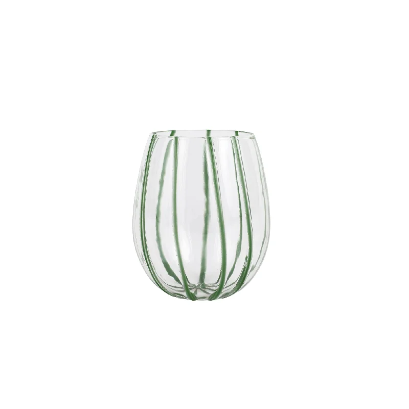 Chic minimalist tea cups-Vietri Nuovo Stripe Green Stemless Wine Glass