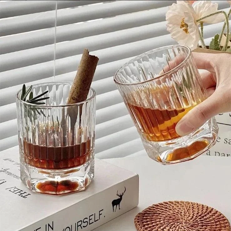 Luxury porcelain tea cups-Set of 6 High Base Whiskey Glass