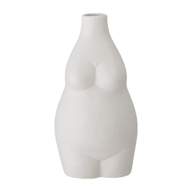 Affordable reusable wall decals-Elora Vase | Stoneware | White