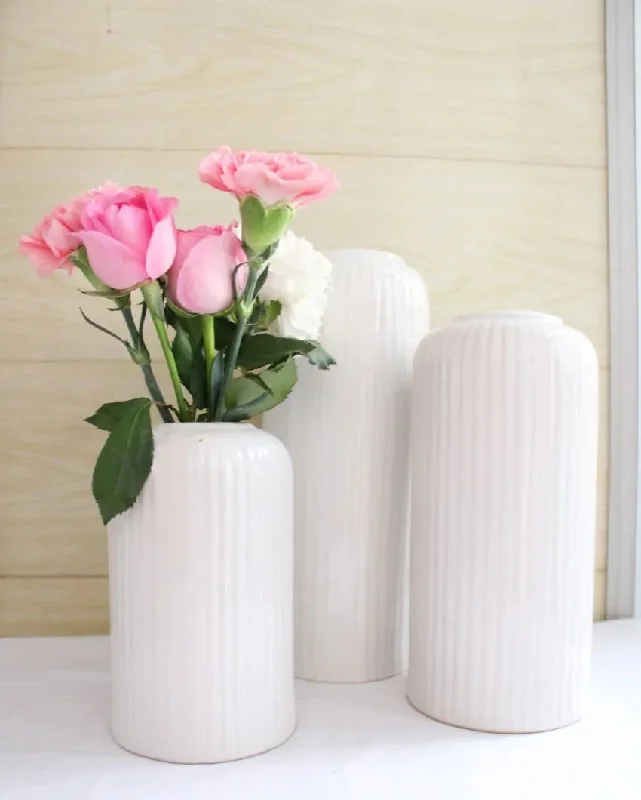 Luxury crystal table centerpieces-Bonjour Ceramic Vase Set