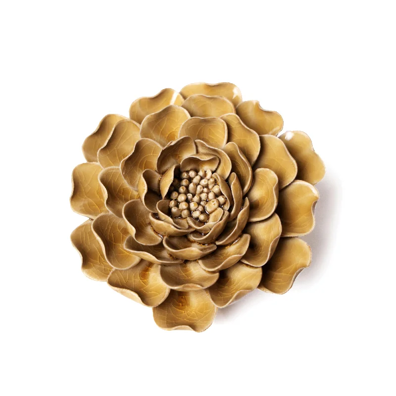 Affordable woven wall mirrors-Ceramic Flower Wall Art Caramel Flower