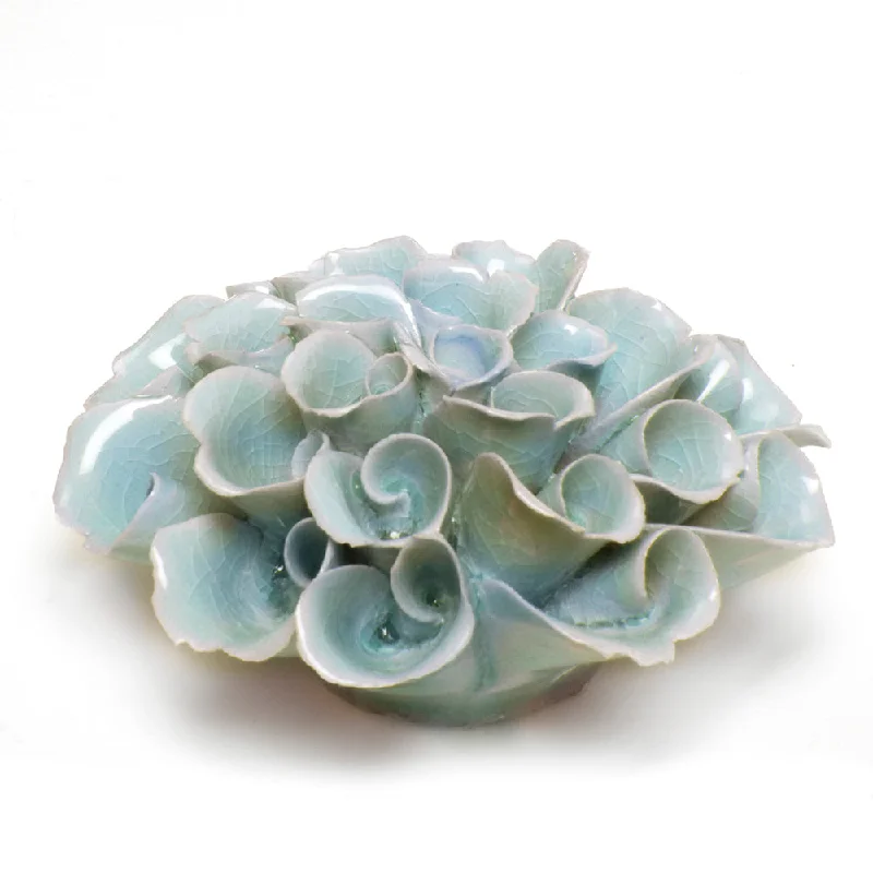 Trendy matte finish sculptures-Ceramic Flower Wall Art Flower Blue 2