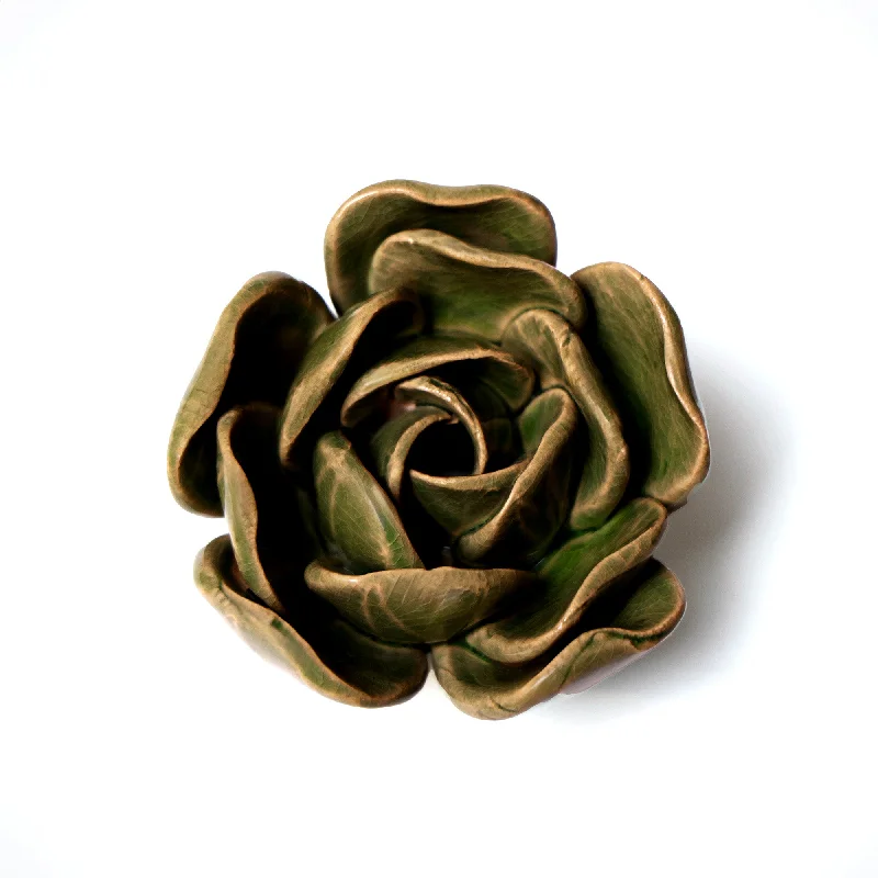 Trendy oversized floor vases-Ceramic Flower Wall Art Green Rose 4