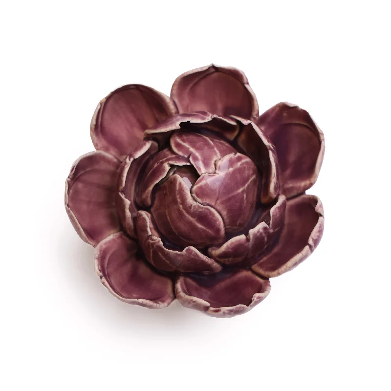 Designer porcelain accent pieces-Ceramic Flower Wall Art  Peony Purple 11