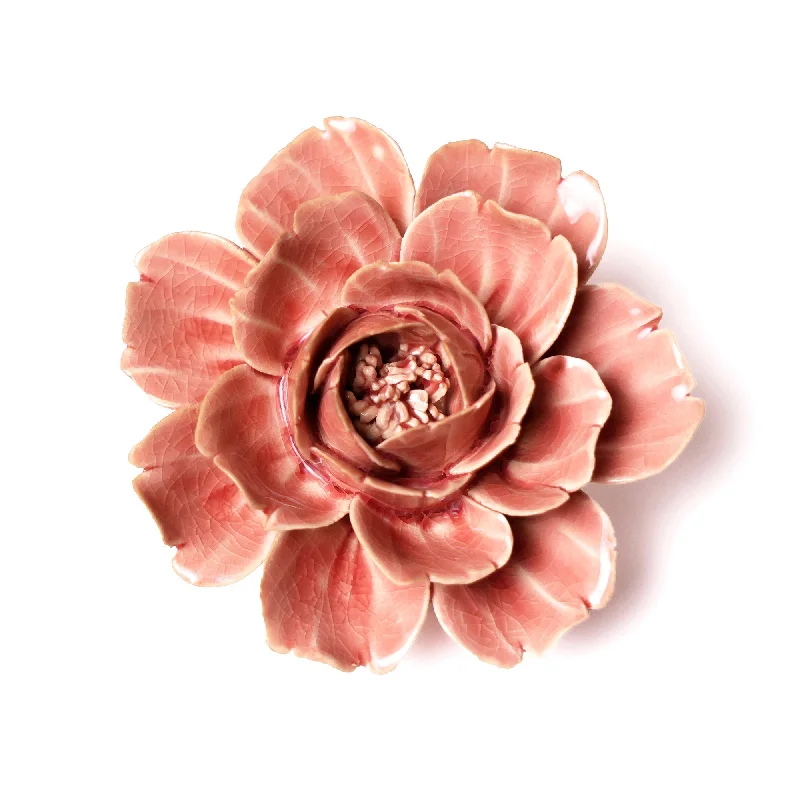 Chic minimalist wall mirrors-Ceramic Flower Wall Art Rose Pink 12