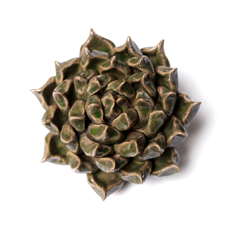 Casual fabric wall hangings-Ceramic Flower Wall Art Succulent Green 6