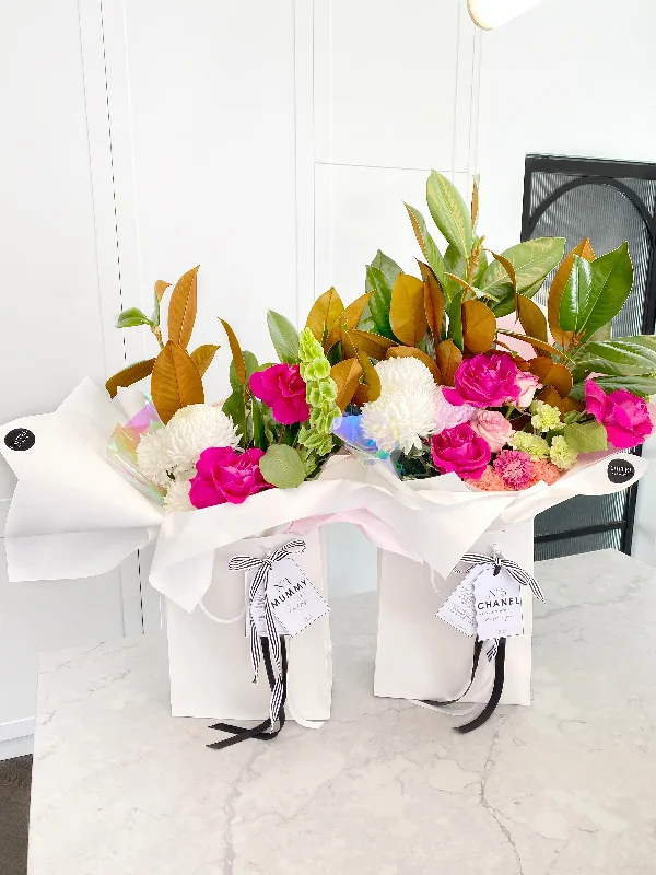 Affordable woven storage baskets-'Grandiose' Personalised Bouquet Bags (Optional Vase)