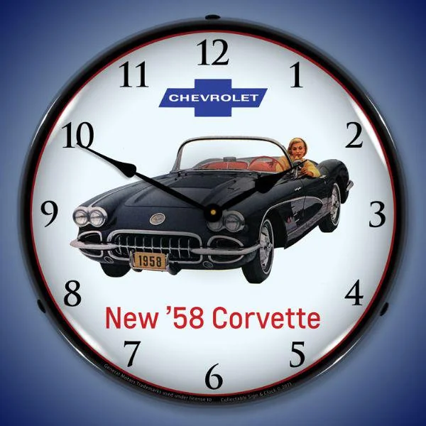 Affordable ceramic table decor-1958 Corvette Backlit LED Clock