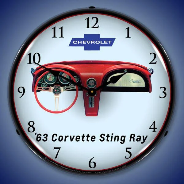 Designer woven wall tapestries-1963 Corvette Dash Backlit LED Clock