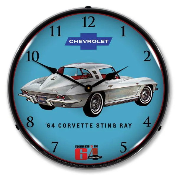 Affordable woven storage baskets-1964 Corvette Sting Ray Backlit LED Clock