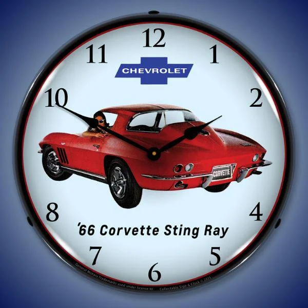 Affordable wooden plant stands-1966 Corvette Sting Ray Backlit LED Clock