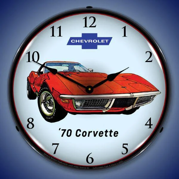 Elegant crystal wall sconces-1970 Corvette Backlit LED Clock