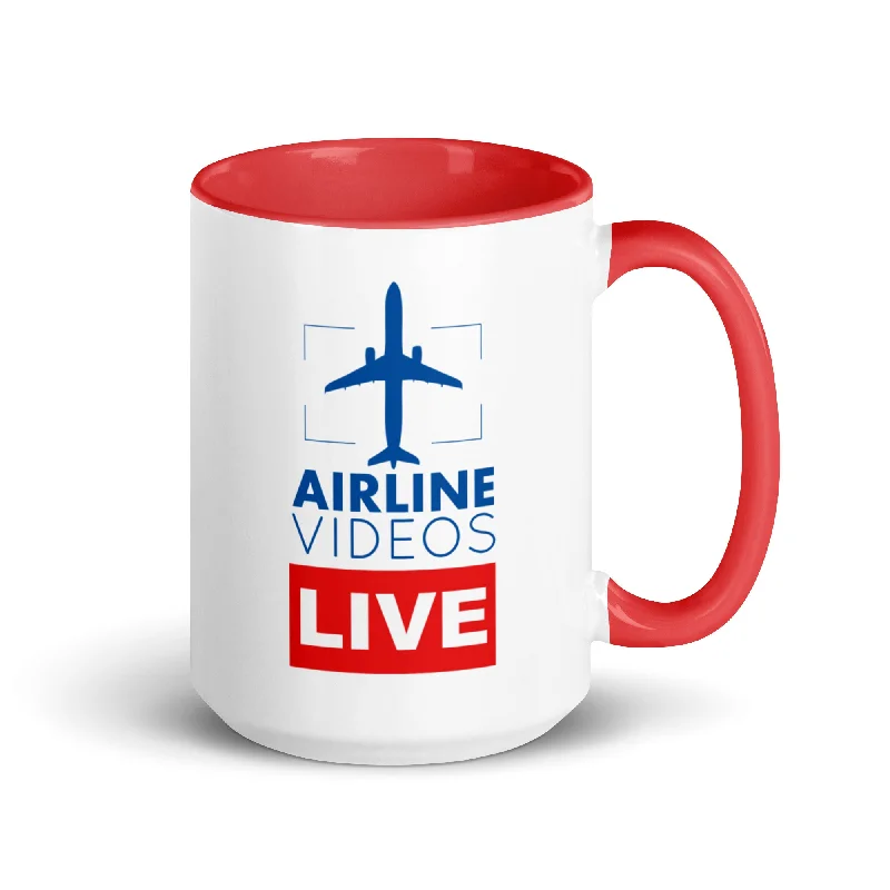 Luxury hand-painted tumblers-AIRLINE VIDEOS LIVE Mug with Color Inside