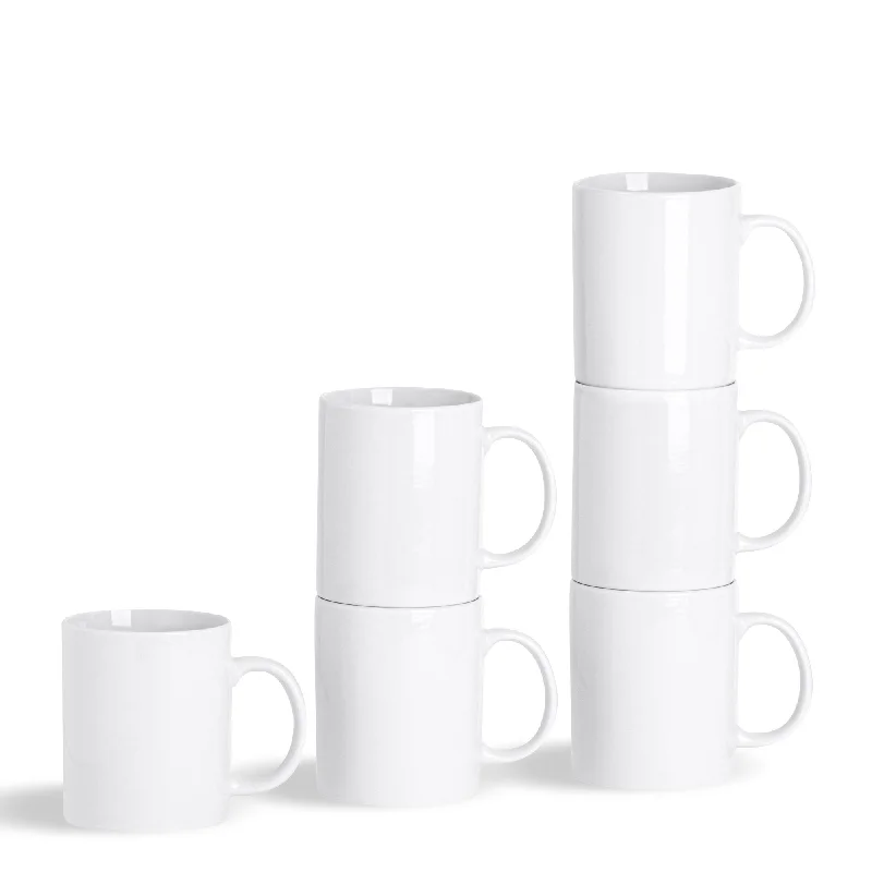 Trendy ombre ceramic mugs-285ml White China Coffee Mugs - Pack of Six - By Argon Tableware