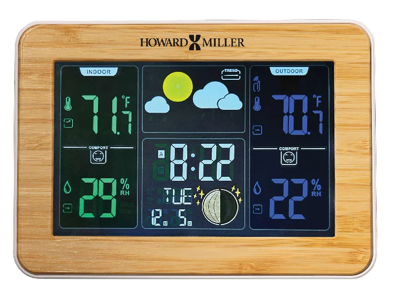 Elegant hand-painted wall decor-Bamboo Weather Station Alarm Clock