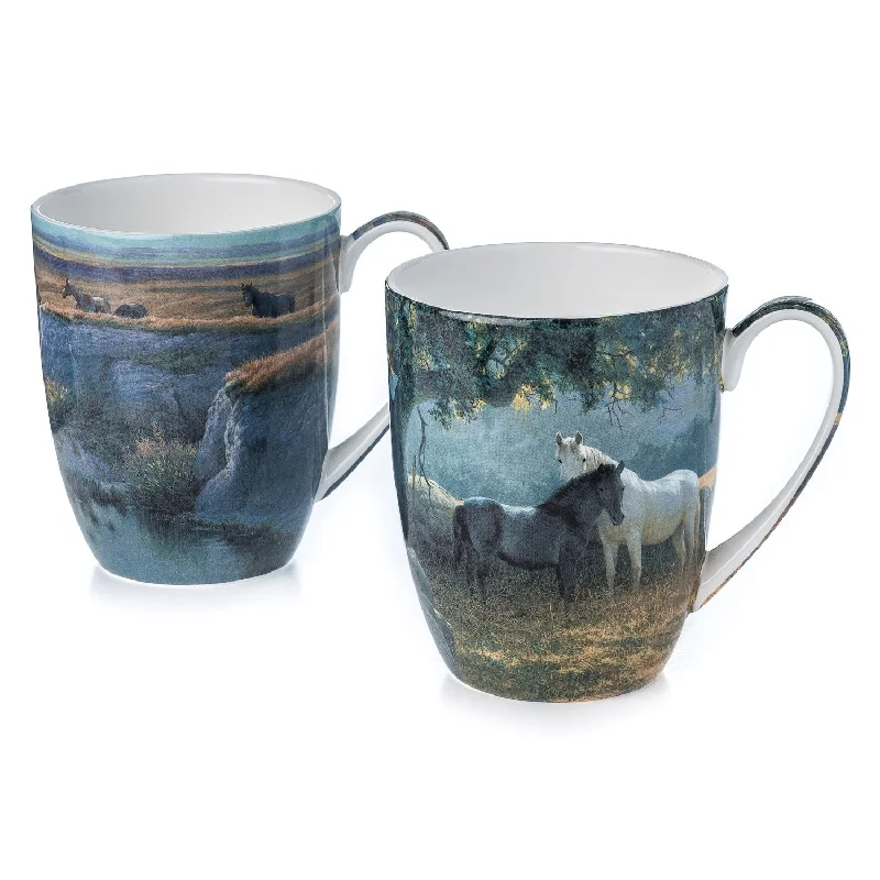 Luxury crystal wine glasses-Horses Mug Pair