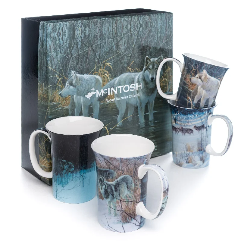 Designer espresso mugs under 20-Wolves set of 4 Mugs