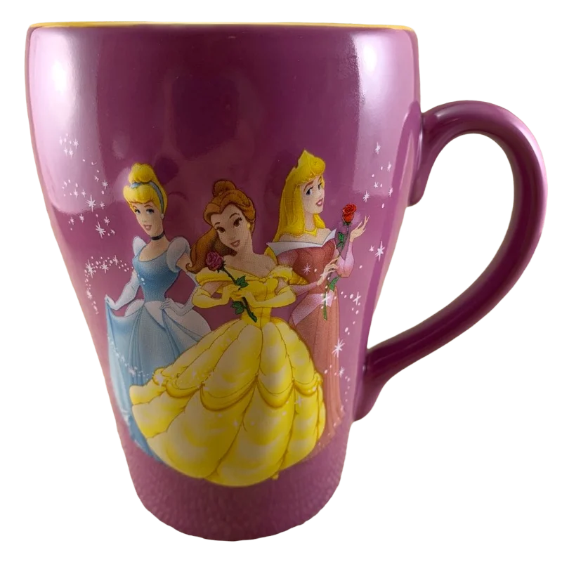 Trendy glass water cups-Belle Cinderella Aurora Let The Enchantment Begin Embossed Mug Disney Monogram International