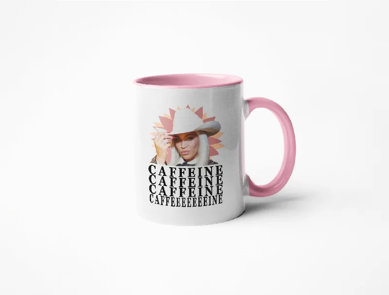 Designer bamboo tumblers on sale-Beyonce's Cowboy Carter - Caffeine, Caffeine, Caffeine, Caffeeeeeeeine Coffee Mug - To The Tune of Jolene