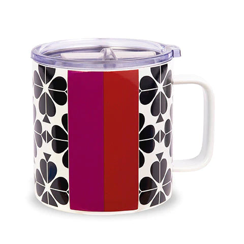 Designer porcelain espresso cups-Black Spade Flower Stainless Steel Coffee Mug (Kate Spade)