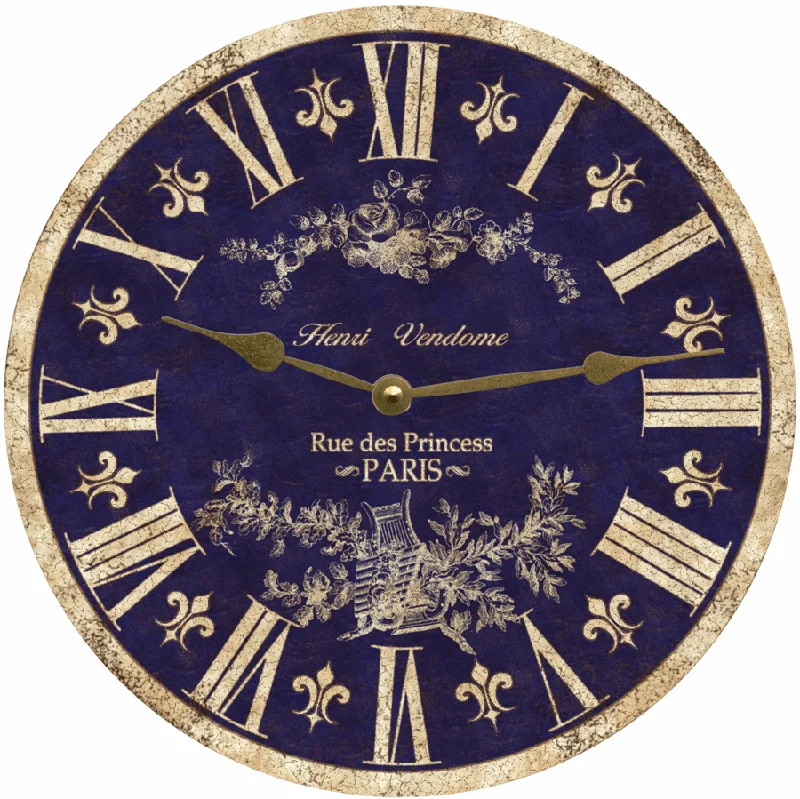 Luxury porcelain wall sculptures-Blue French Toile Clock