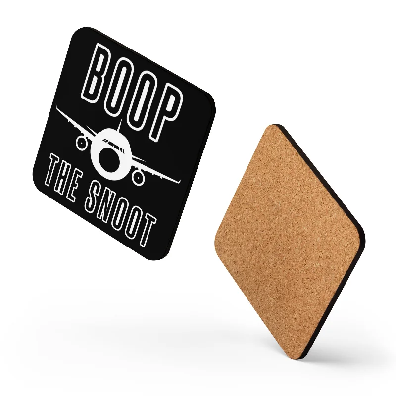 Trendy matte finish tumblers-BOOP THE SNOOT (BLACK) Cork-back coaster