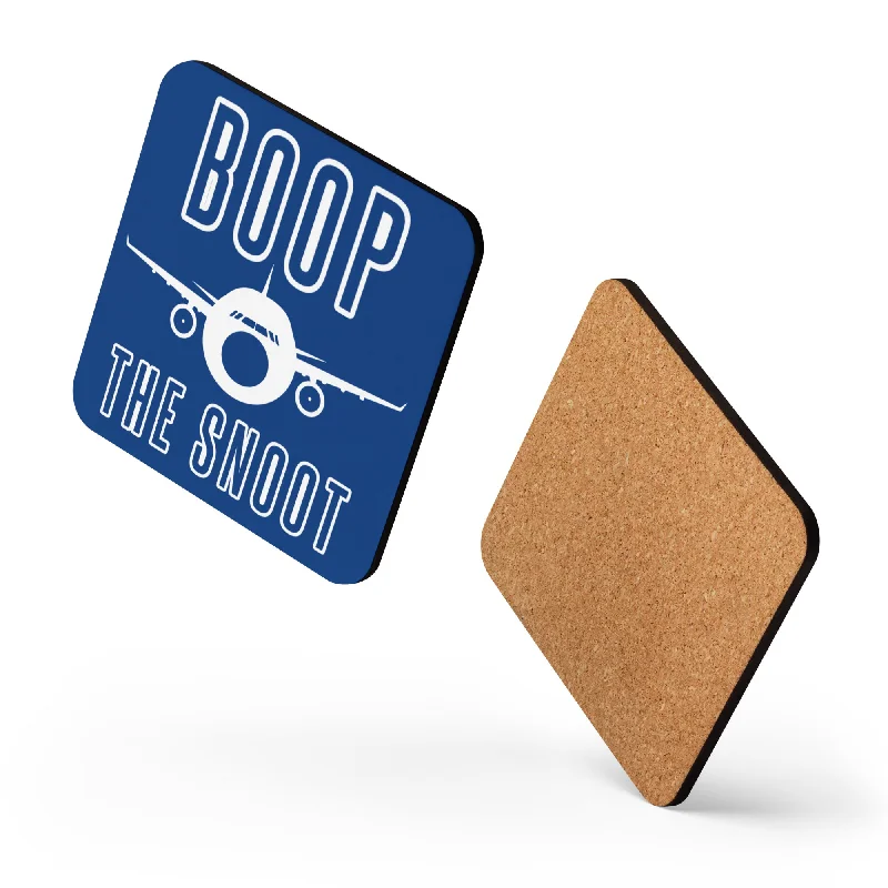 Casual camping mugs with lids-BOOP THE SNOOT (BLUE) Cork-back coaster