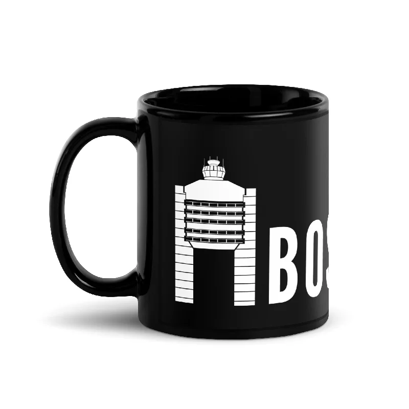 Chic minimalist tea cups-BOS TOWER Black Glossy Mug