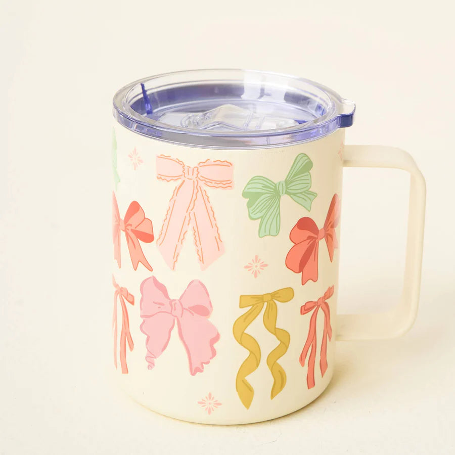 Chic frosted glass tumblers-Bow Affair Insulated Mug