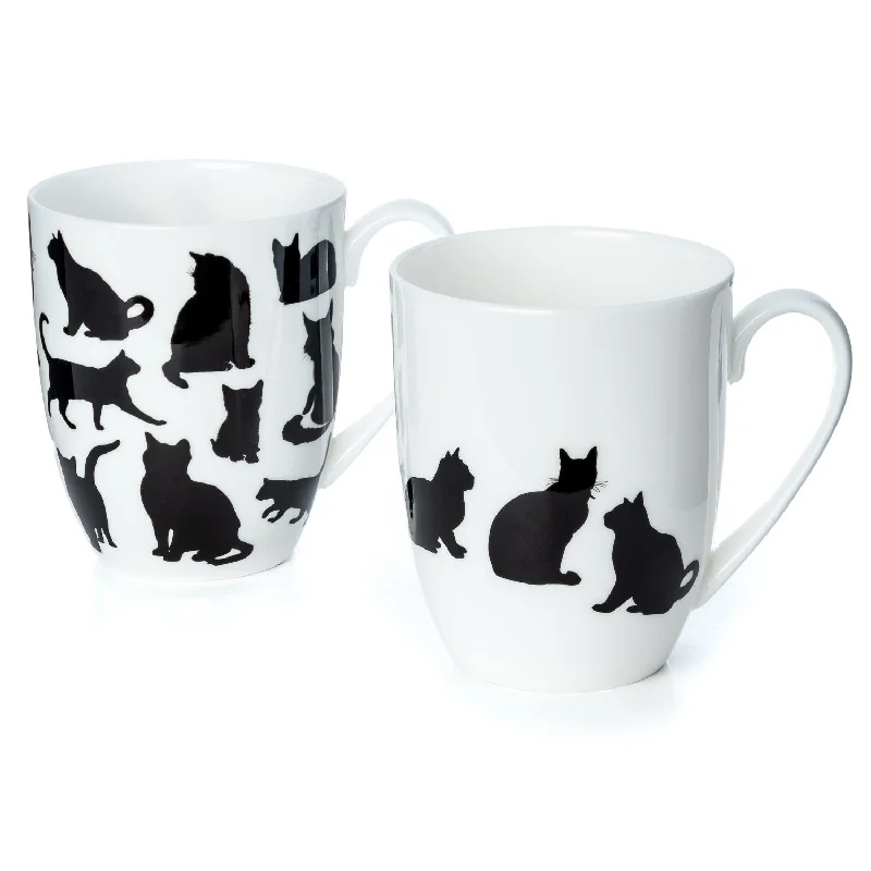 Cute animal print tumblers-Cat Silhouette Mug Pair | NEW FOR 2024