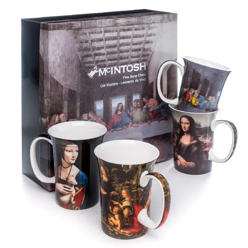 Stylish glass mugs for coffee-Davinci set of 4 Mugs