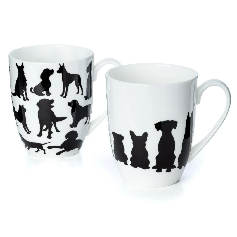 Affordable bamboo coffee mugs-Dog Silhouette Mug Pair | NEW FOR 2024