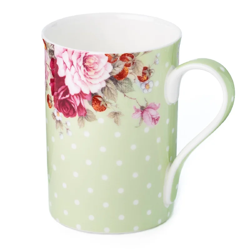 Stylish double-wall coffee cups-Dots & Roses Green Classico Mug