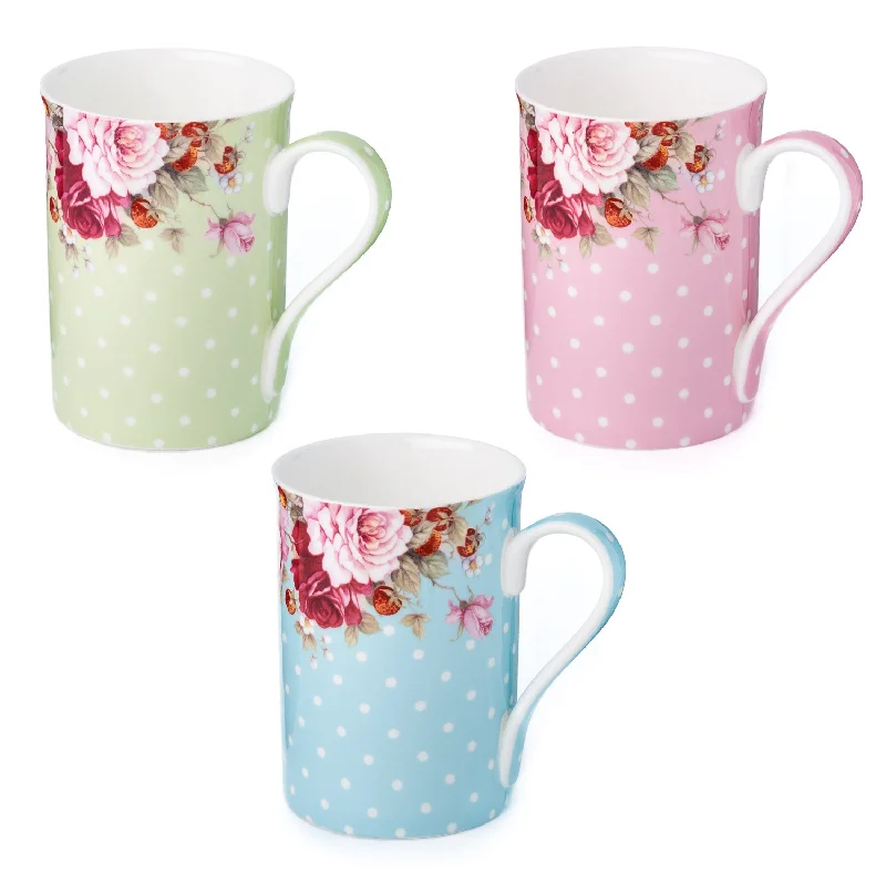 Trendy matte finish tumblers-Dots & Roses 3 Mug Bundle